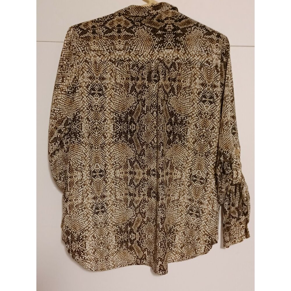 Dana Buchman Button Up Shirt, Animal Snakeskin Print, Small, Top, Blouse, - Picture 3 of 3